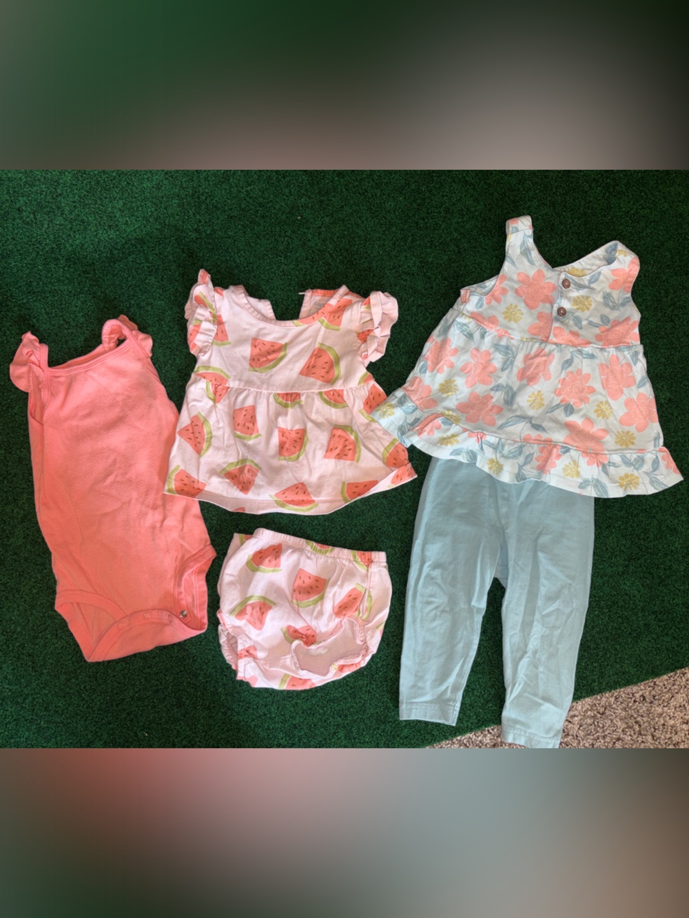 Carter's Pink Coral & Mint Floral Watermelon 5-Piece Baby Matching Set